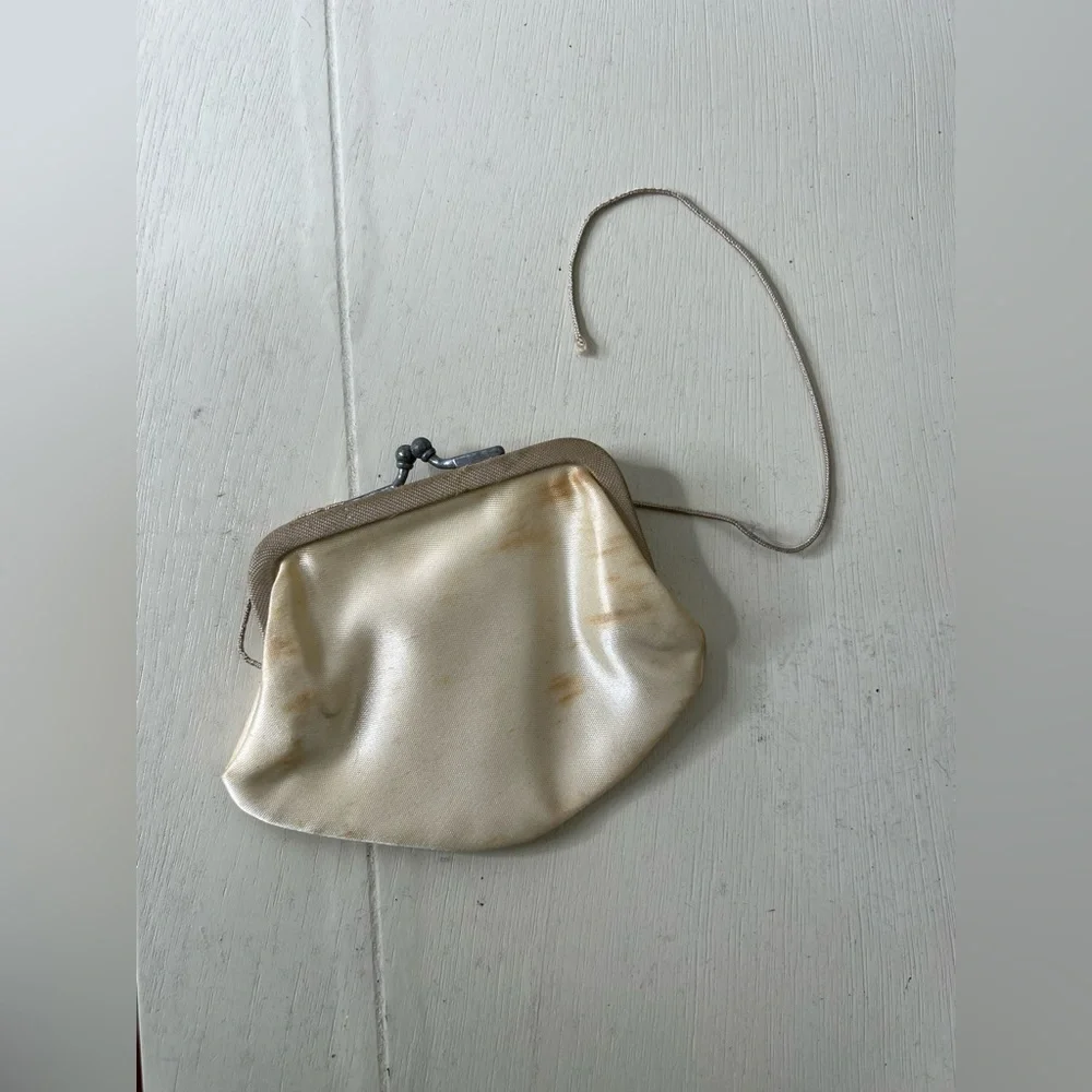 Vintage 1940s Black Clutch Purse with Coin Purse